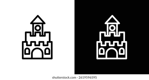 Símbolo del Vector del icono del castillo en estilo plano de moda