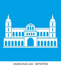 Castle icon white isolated on blue background vector illustration