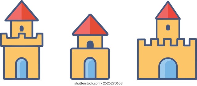 Castle icon yellow and red