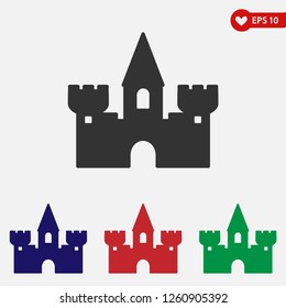Castle icon.Fortress vector sign.Kingdom architecture.Ancient building illustration.