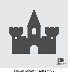 Castle icon.Fortress vector sign.Kingdom architecture.Ancient building illustration.