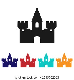 Castle icon.Fortress vector sign.Kingdom architecture.Ancient building illustration.