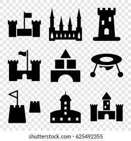 Castle icons set. set of 9 castle filled icons such as baby toy