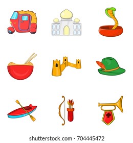 Castle icons set. Cartoon set of 9 castle vector icons for web isolated on white background