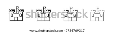 Castle icons set. Set of line vector icon with editable stroke