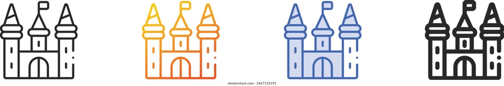 castle icon.Thin Linear, Gradient, Blue Stroke and bold Style Design Isolated On White Background