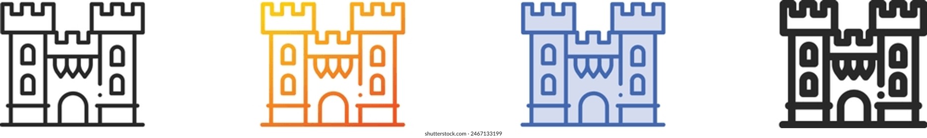 castle icon.Thin Linear, Gradient, Blue Stroke and bold Style Design Isolated On White Background
