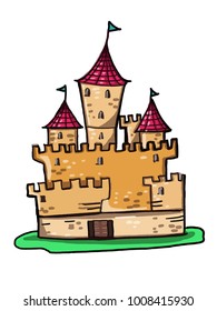 castle illustration drawing and  white background