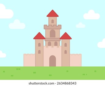 Castle illustration, fantasy, medieval palace, vector for fairytale princess