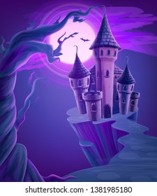 castle illustration horror night vector