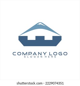 Diseño del logotipo vectorial de ilustración del castillo con concepto de letra W de montaña.