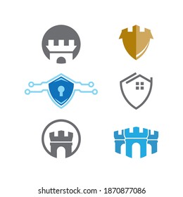 Plantilla vectorial del logotipo de ilustraciones del castillo