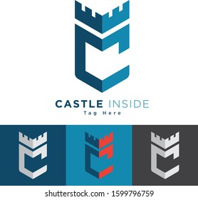 Castle Inside logo vector concept