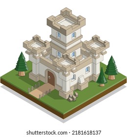 Castle. Isometric. Isolated on white background. Vector illustration.