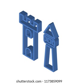 Castle isometric left top view 3D icon