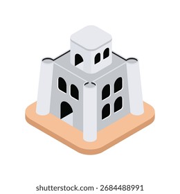 Ilustración de estilo de Vector isométrico de castillo 
