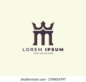 castle king logo design template. initial M king design logo vector