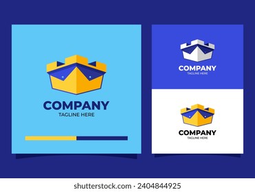 Plantilla de logotipo de Castle King Mail. Un atractivo logotipo que combina la corona, el correo electrónico y el castillo