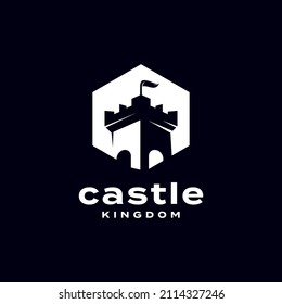 Castle kingdom negative space logo design Premium