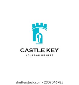 Castle kingdom negative space logo design with secure lock - vector illustration. Suitable for your design need, logo, illustration, animation, etc.