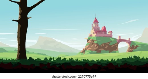 a castle landscape sunny day parallax ready