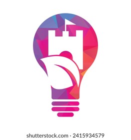 Castle with leaf and bulb icon vector logo. Nature Castle logo designs concept vector.