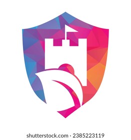 Castle with leaf icon vector logo. Nature Castle logo designs concept vector.