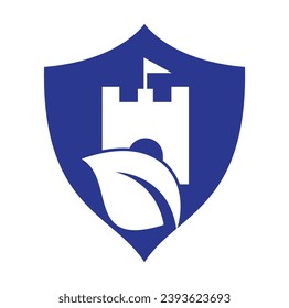 Castle with leaf icon vector logo. Nature Castle logo designs concept vector.