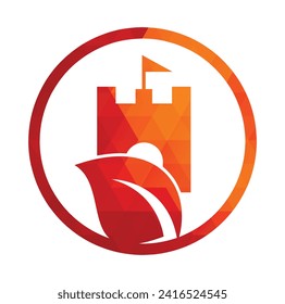 Castle with leaf icon vector logo. Nature Castle logo designs concept vector.