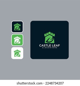 castle leaf logo design template