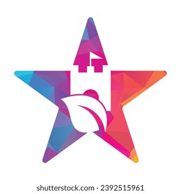 Castle with leaf and star icon vector logo. Nature Castle logo designs concept vector.