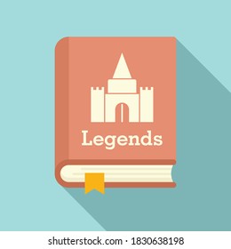 Castle legends book icon. Flat illustration of castle legends book vector icon for web design