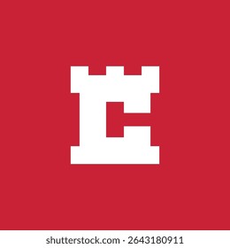 Castle Letter C Logo design vector template