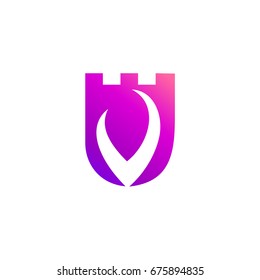 Castle Letter V Logo Template