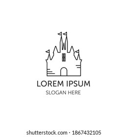 castle line art logo illustration vector template design