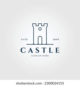 castle line art logo minimalist , icon simple vector illustration design