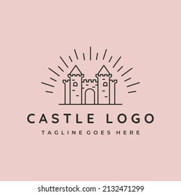 castle line art logo vector symbol illustration design