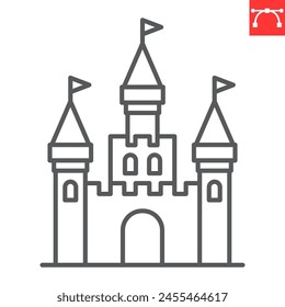 Castle line icon, building and architecture , fairytale palace vector icon, vector graphics, editable stroke outline sign, eps 10.