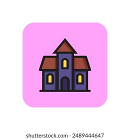 Castle line icon. Building, palace, history. Halloween concept. Vector illustration can be used for topics like architecture, fairy tail, exterior