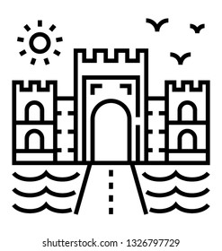 Castle in a line icon design