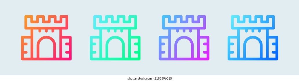 Castle line icon in gradient colors. Citadel signs vector illustration.