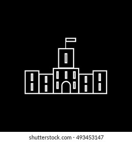 Castle Line Icon On Black Background
