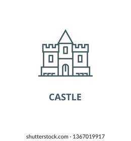 Castle line icon, vector. Castle outline sign, concept symbol, flat illustration