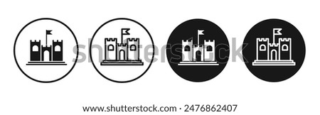 Castle line vector icon set.