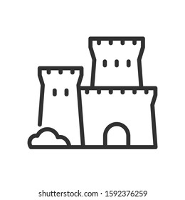 castle, linear icon. Editable stroke