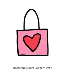Castle locker with red heart in doodle style. Cute hand drawn castle locker, perfect for symbolizing love and security on Valentine's Day. Ideal castle locker design for romantic gifts, decorations.