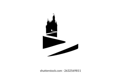 castle logo, black isolated silhouette