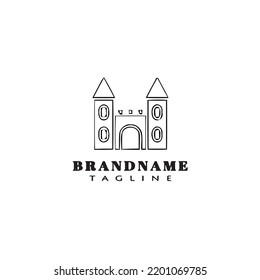 diseño de dibujos animados del logotipo del castillo plantilla de iconos negro ilustración aislada moderna