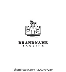 diseño de dibujos animados del logotipo del castillo plantilla de iconos negro ilustración aislada moderna