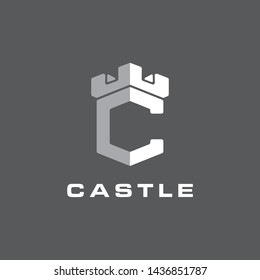 Castle logo with creative letter C logo icon